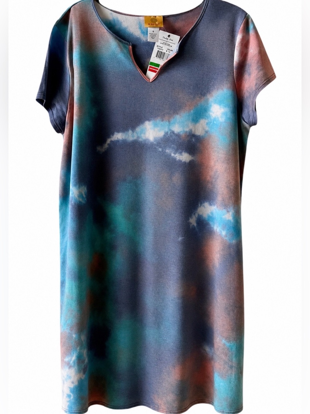 Ruby Rd. Multi-Color Tie-Dye V-Neck Lounge Dress Size Large
